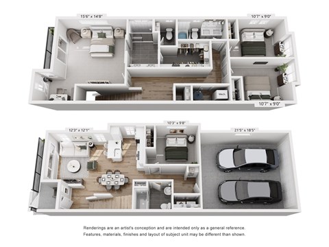 Floor plan for 4 beds, 3 baths, 1675 sqft
